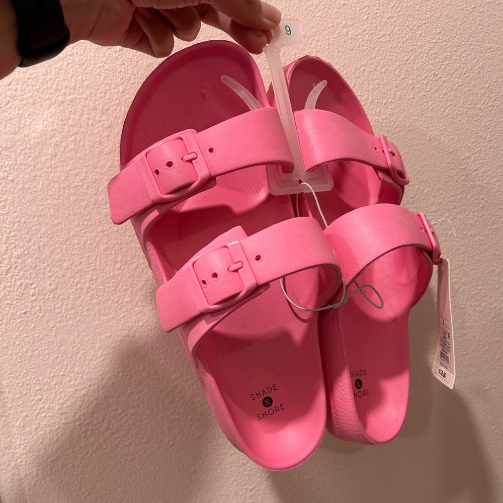 Shade & Shore Vibrant Pink Double Strap Sandals